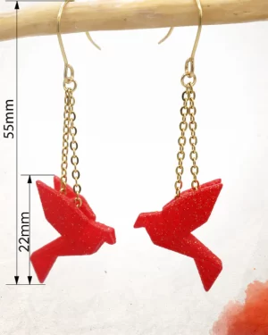 3D birdy bird earring mini golden pendant
