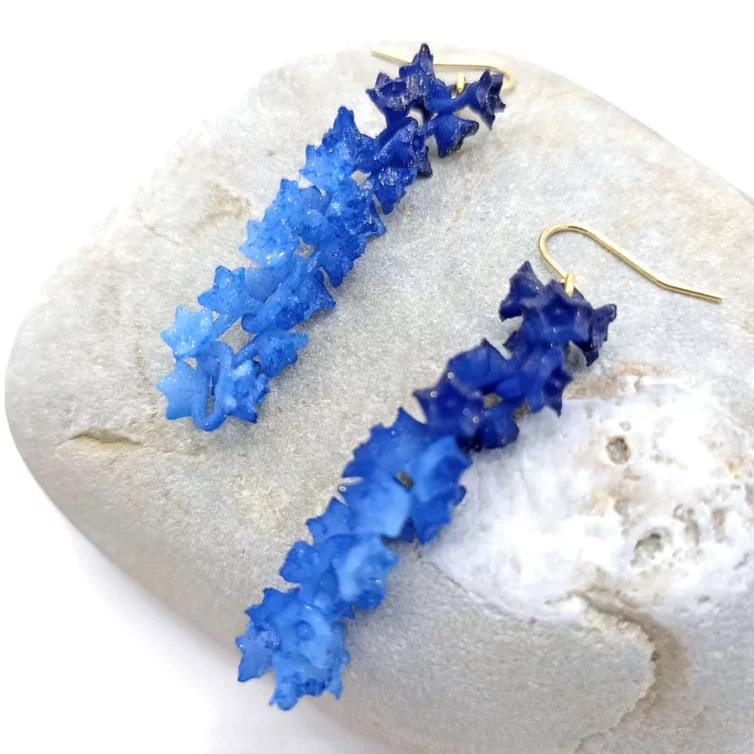 Boucle d’oreille guirlande de fleurs impression 3d crochet argent doré