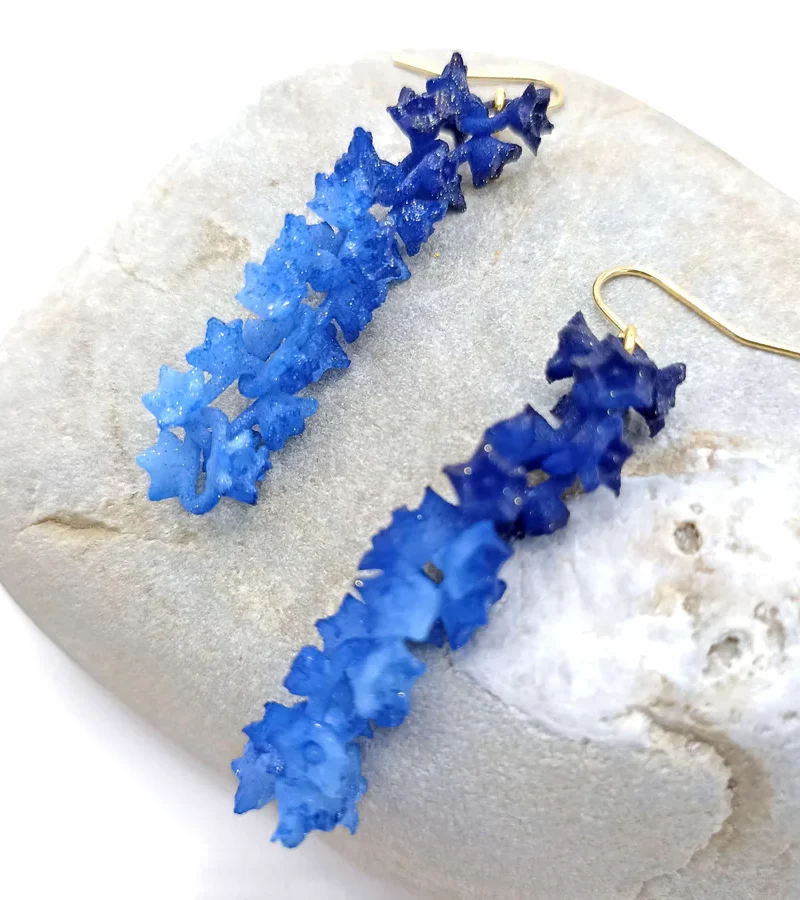 Boucle d&rsquo;oreille guirlande de fleurs impression 3d crochet argent doré