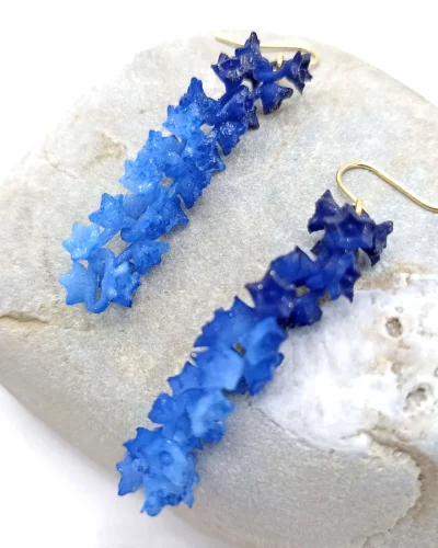 Boucle d&rsquo;oreille guirlande de fleurs impression 3d crochet argent doré
