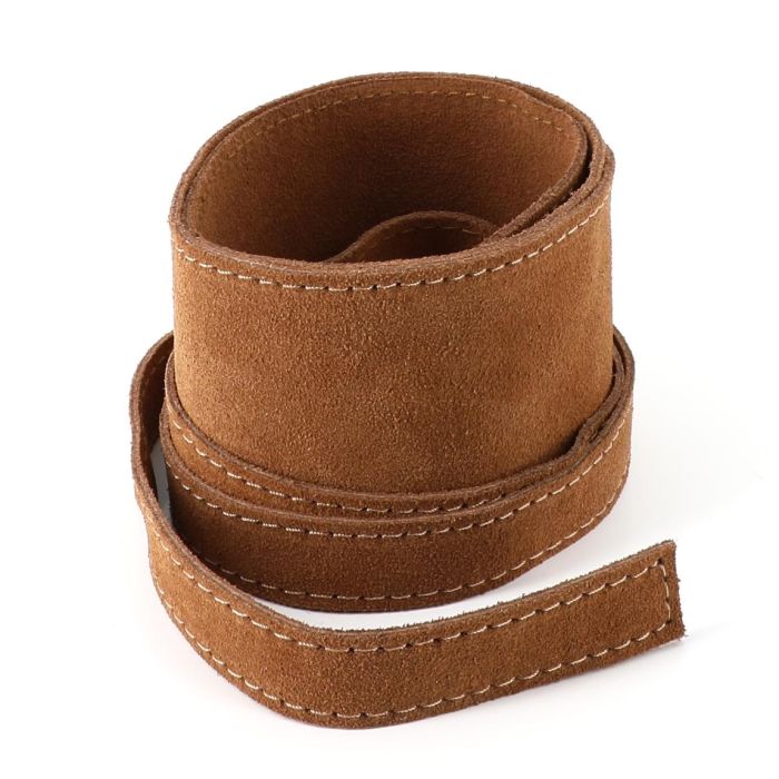 Ceinture obi souple en cuir velours brun à nouer