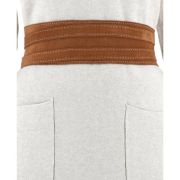 Ceinture obi souple en cuir velours brun &agrave; nouer