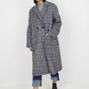 Manteau long oversize à carreaux motif prince de Galles