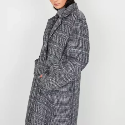 Manteau long oversize à carreaux motif prince de Galles