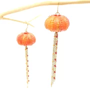 boucle d'oreille de créateur oursins oranges