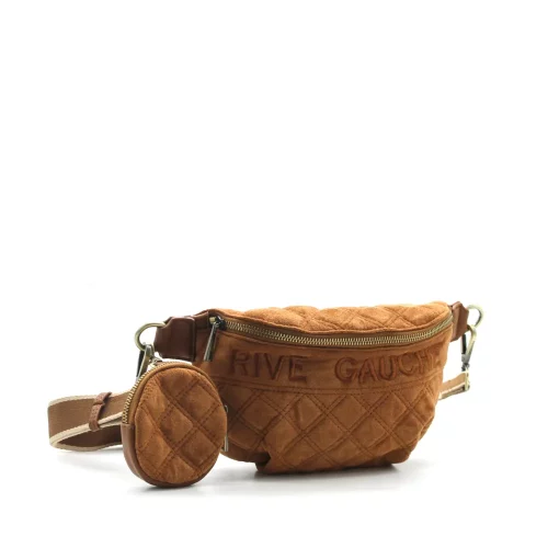 Bauchtasche aus kamelbraunem gestepptem Stoff