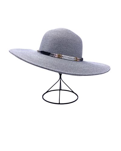 Chapeau d’été femme gris lurex brillant avec perles