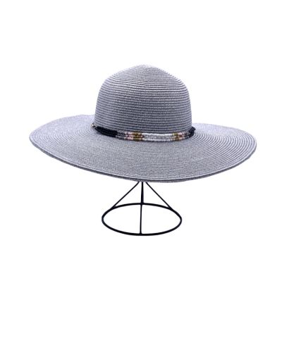 Chapeau d’été femme gris lurex brillant avec perles