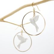 Hoop earrings with origami bird