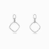 Square Dangling Earring Swiss Design Silver Front View