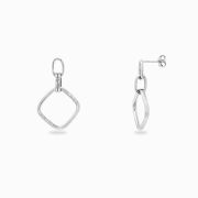 Quadratischer hängender Ohrring Schweizer Design Silber