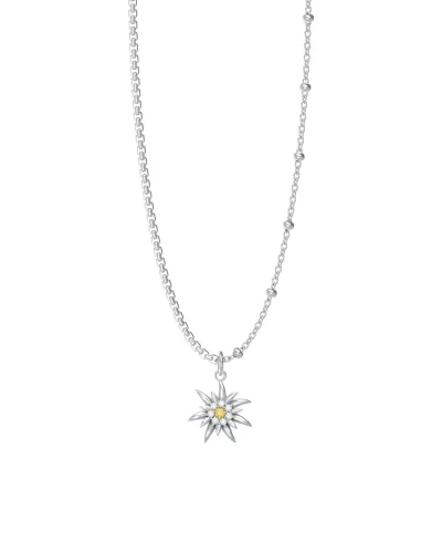 Collier Fleur des Alpes Edelweiss en acier inoxydable avec oxyde de zirconium